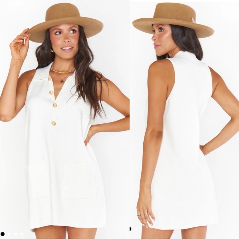 Show me your mumu shifty sweater dress in white knit size medium